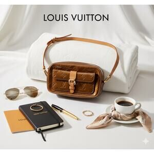Authenticated Louis Vuitton Christie MM Crossbody in Bronze
